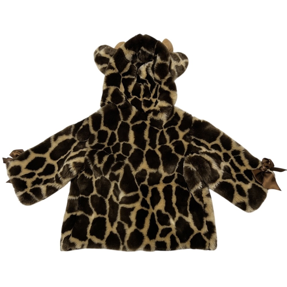 Bearington Bear Collection Jacket Coat Giraffe Faux Fur Hooded Size 18-24M Soft